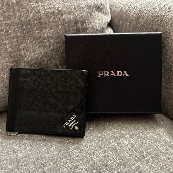 Prada black saffiano leather wallet, with money clip. Original packaging - Picture 5 of 5